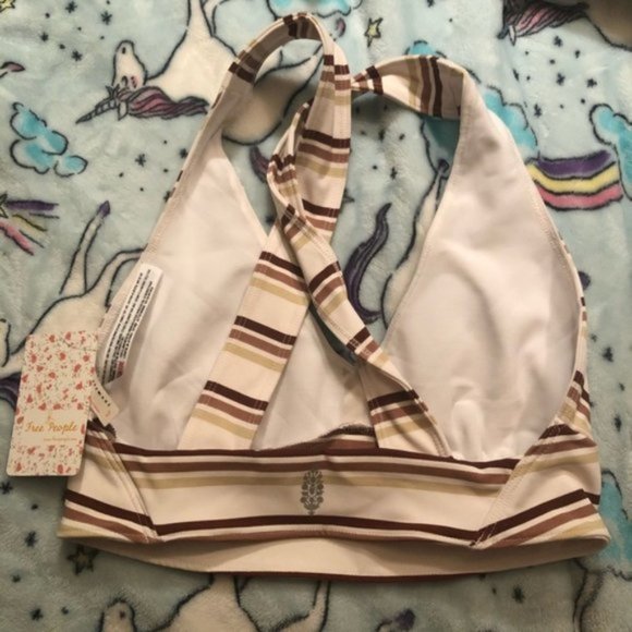 NEW FREE PEOPLE Gidget Sports Bra Ivory Striped - Picture 8 of 8